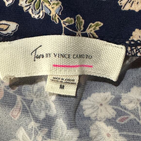 Two by Vince Camuto Medium Top Floral Hi-Low Hem 3/4 Sleeve Stretch V-Neck Multi - Picture 8 of 9